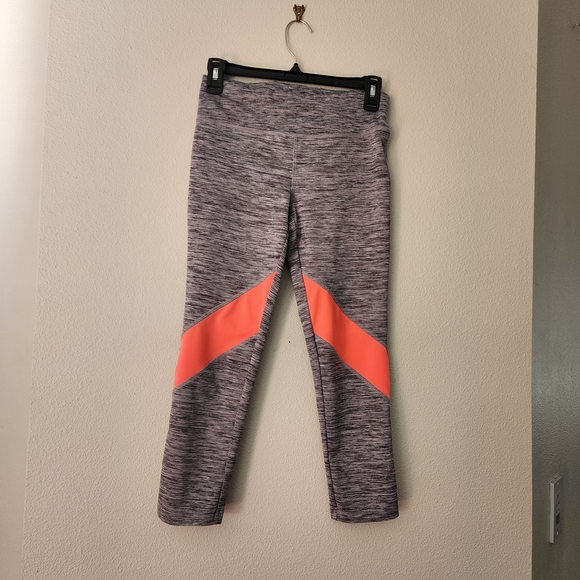 Avia Pants - Avia Capri Leggings in Heather Gray and Neon Orange